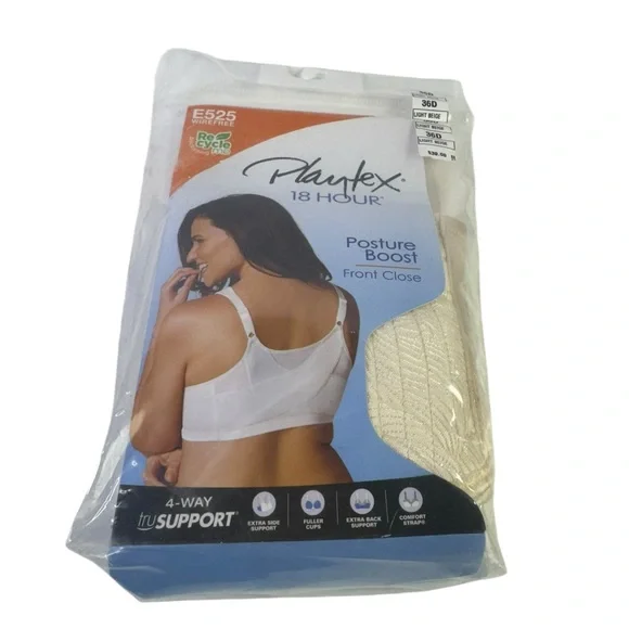 Playtex 18 Hour Posture Boost Front Close Wireless Bra E525 size 36D - Picture 2 of 4